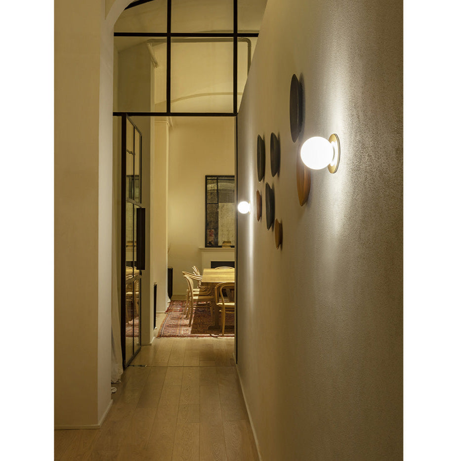 Alfi Wall Light, White Glass with Front Black Cap, LED, Recessed, On/Off, IP20