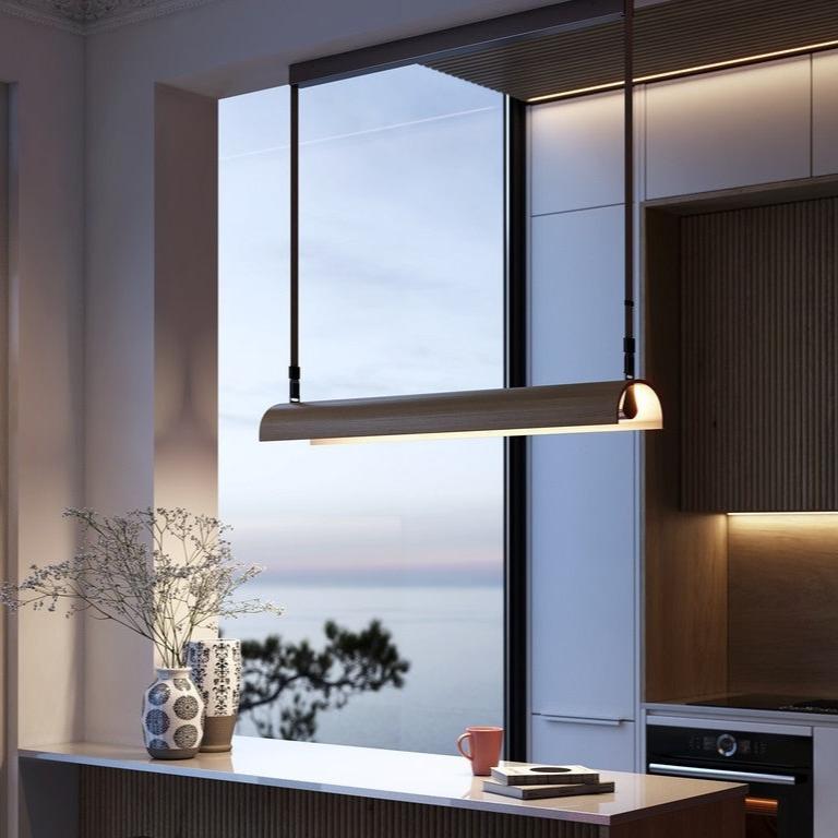 Aluet Linear Pendant, 100 cm, Ash Wood, Indirect Only, LED, 34W, Triac Dim, IP20