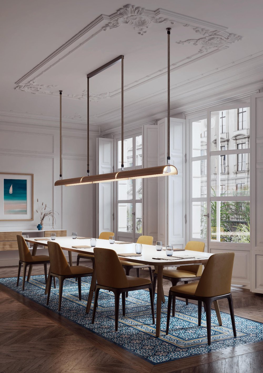 Aluet Linear Pendant, 100 cm, Ash Wood, Direct and Indirect, LED, 40.8W, Triac Dim, IP20