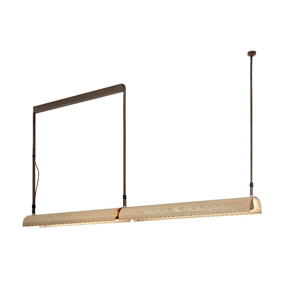 Aluet Linear Double Pendant, 203 cm, Ash Wood, Indirect Only, LED, 70W, Triac Dim, IP20
