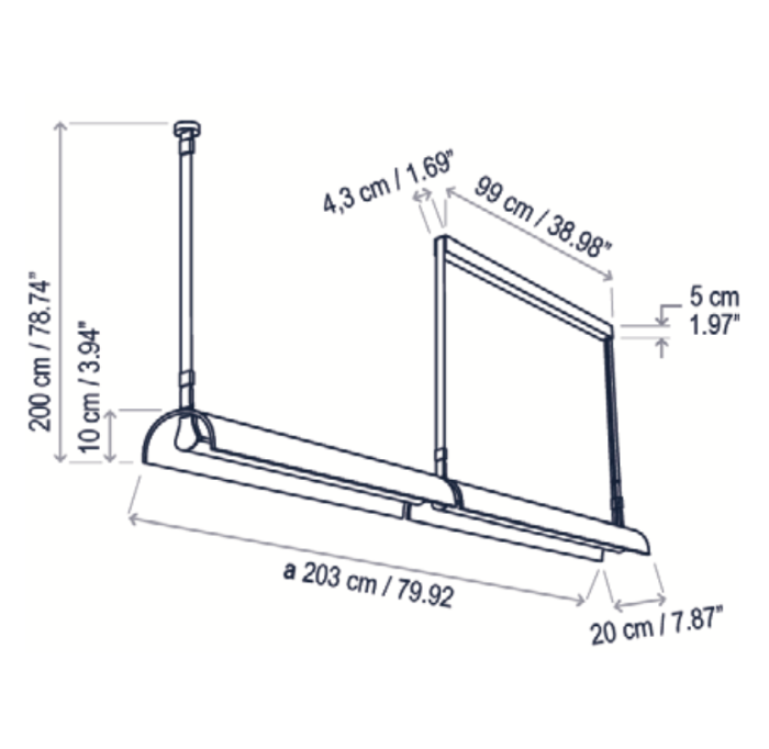 Aluet Linear Double Pendant, 203 cm, Ash Wood, Indirect Only, LED, 70W, Triac Dim, IP20