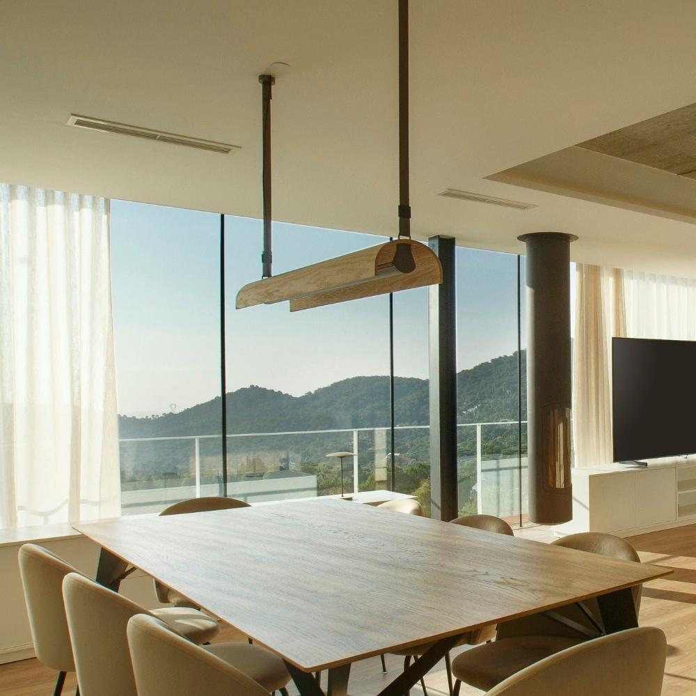 Aluet Linear Pendant, 100 cm, Ash Wood, Indirect Only, LED, 34W, Triac Dim, IP20