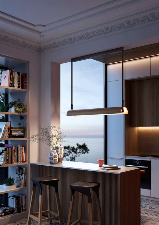 Aluet Linear Pendant, 100 cm, Ash Wood, Direct and Indirect, LED, 40.8W, Triac Dim, IP20