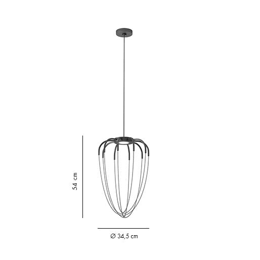 Alysoid Pendant with Black Nickel Beads, 34.5 cm ø x 54, LED, Phase Dim, IP20