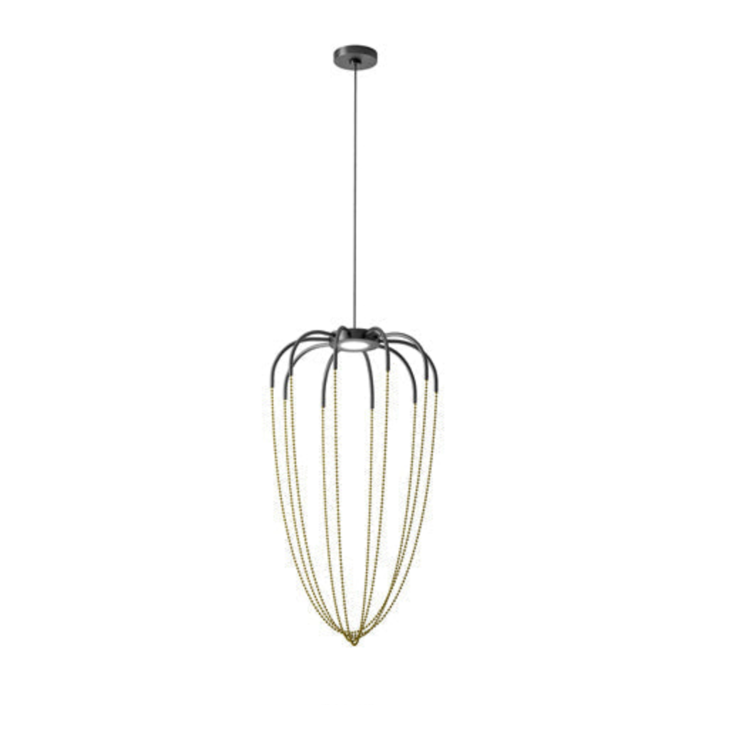 Alysoid Pendant with Brass Beads, 43 cm ø x 80, LED, Phase Dim, IP20