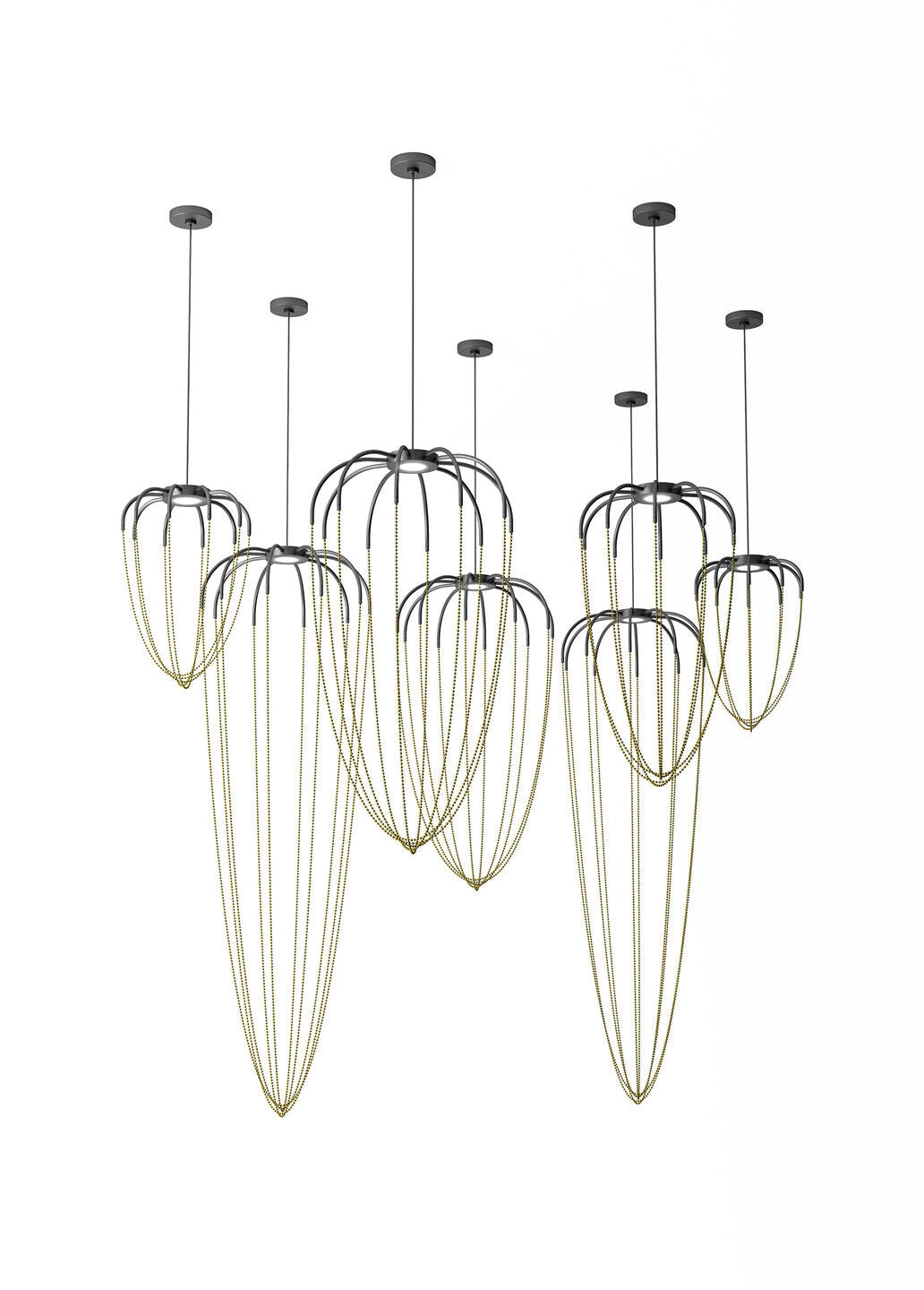 Alysoid Pendant with Black Nickel Beads, 34.5 cm ø x 54, LED, Phase Dim, IP20