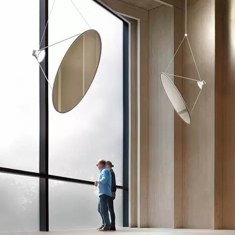 Amisol Pendant, Silver Mirror Stretch Reflector, 108 cm, LED, Push/DALI Dim, IP20