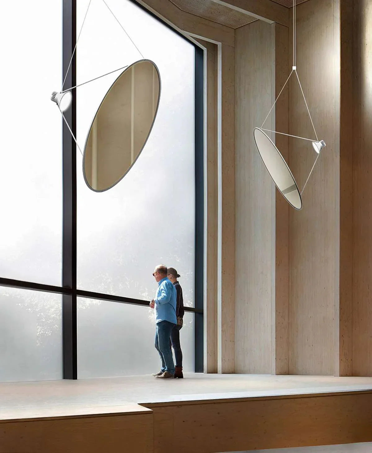 Amisol Pendant, Gold Mirror Stretch Reflector, 75 cm, LED, Push/DALI Dim, IP20