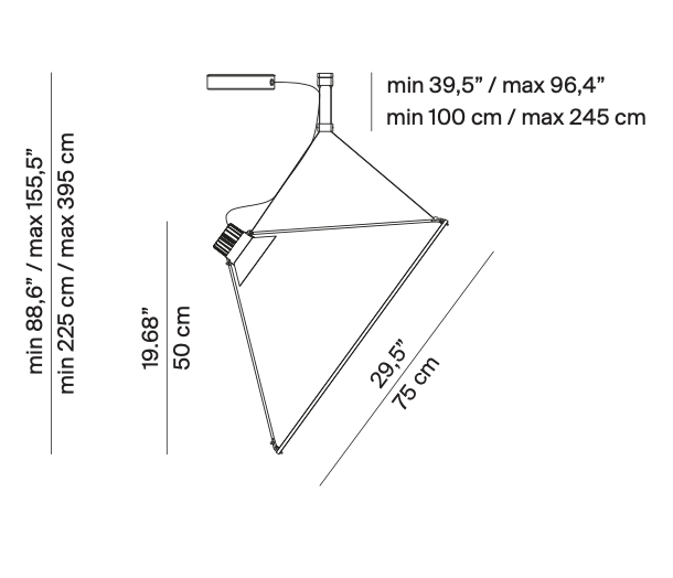 Amisol Pendant, Silver Mirror Stretch Reflector, 75 cm, LED, Push/DALI Dim, IP20