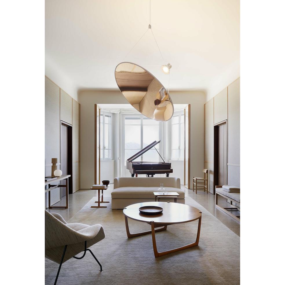 Amisol Pendant, Silver Mirror Stretch Reflector, 108 cm, LED, Push/DALI Dim, IP20
