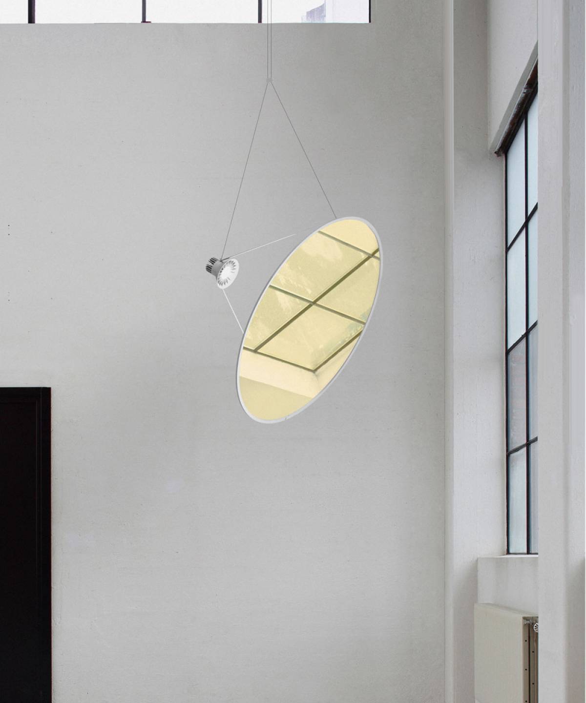 Amisol Pendant, Gold Mirror Stretch Reflector, 75 cm, LED, Push/DALI Dim, IP20