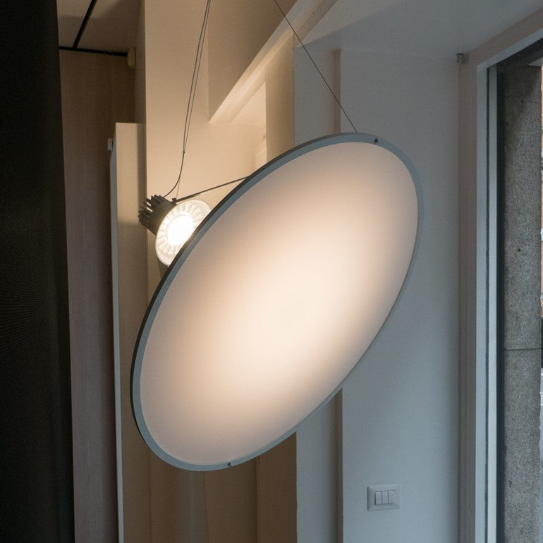 Amisol Pendant, Silver Mirror Stretch Reflector, 108 cm, LED, Push/DALI Dim, IP20