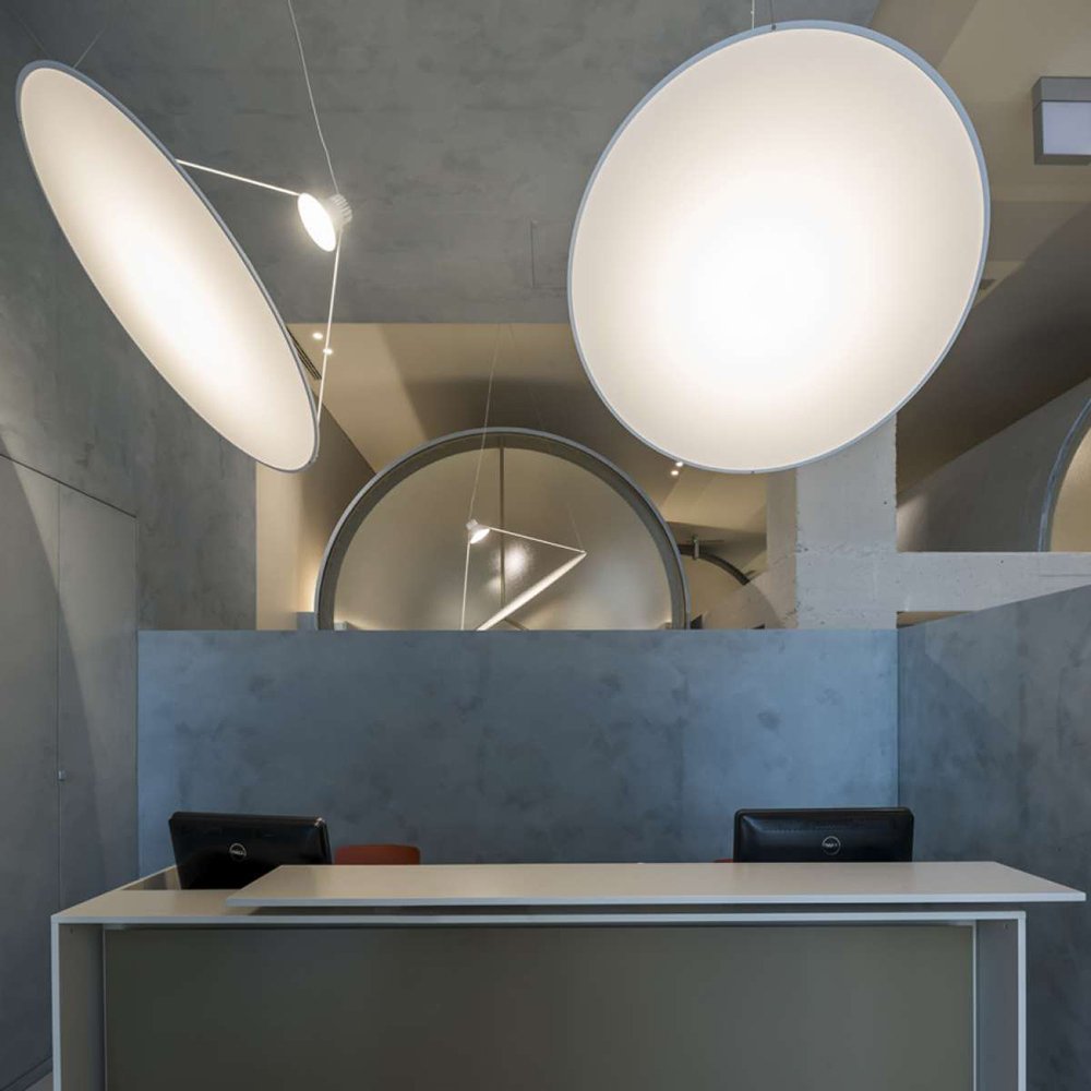 Amisol Pendant, Silver Mirror Stretch Reflector, 75 cm, LED, Push/DALI Dim, IP20