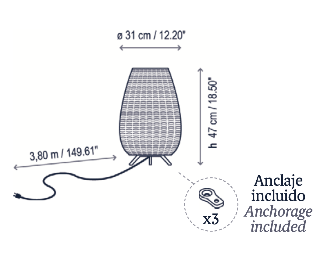 Amphora Floor, Small, Beige, LED, 8W, Plugs In, IP66