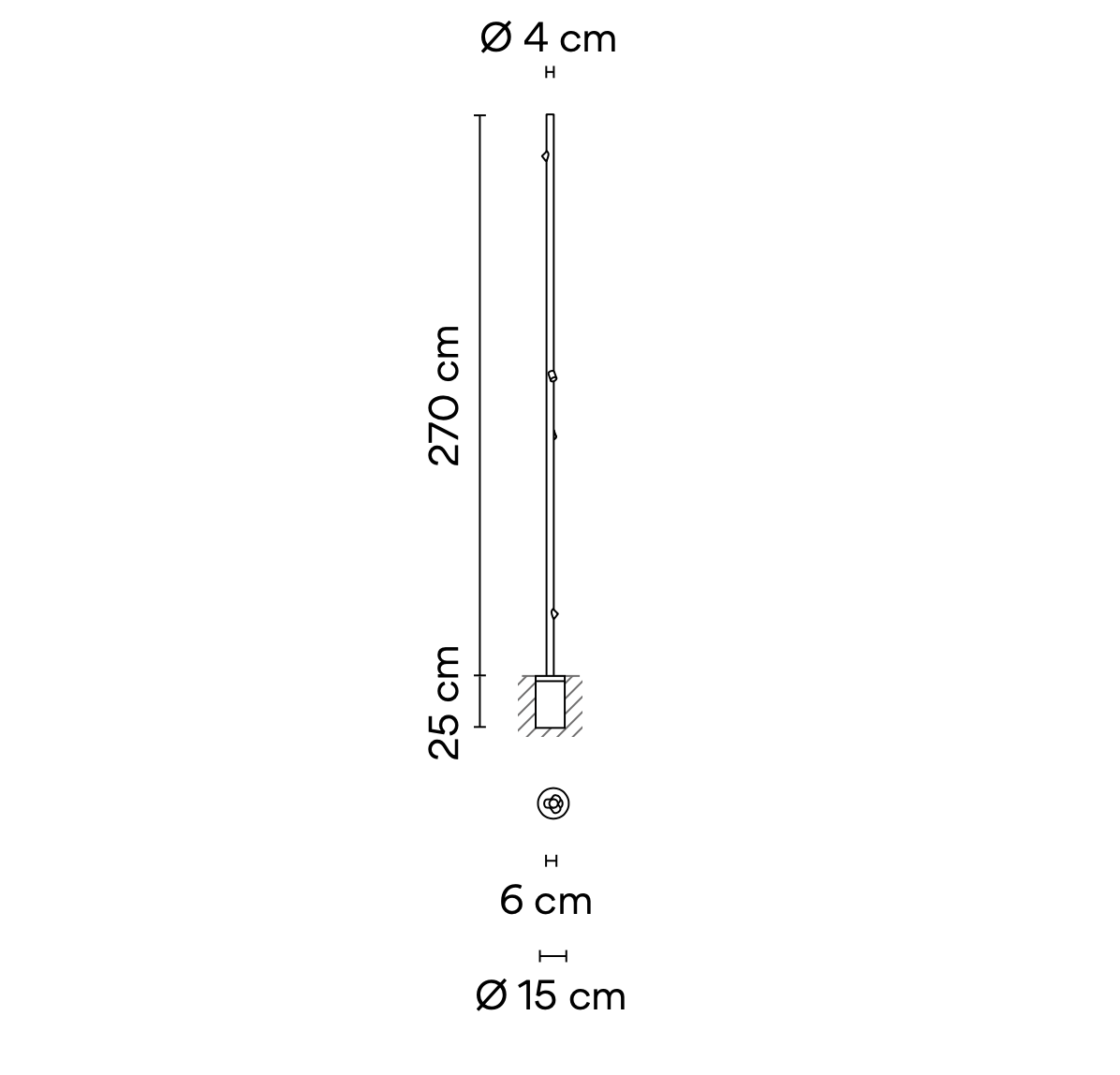 Bamboo Floor, 4 Beam, Green, LED, 8.4W, On/Off, IP66