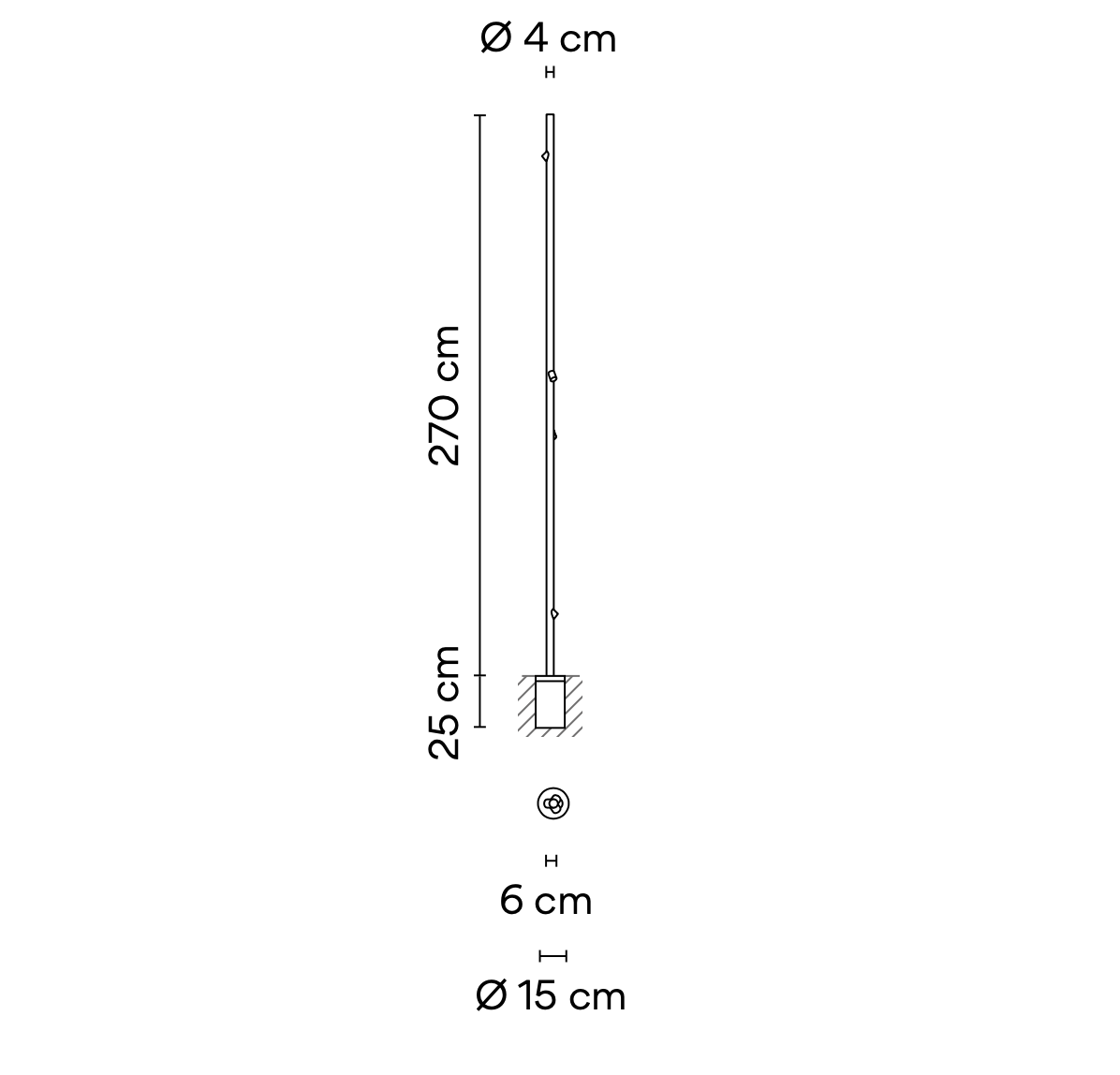 Bamboo Floor, 4 Beam, White, LED, 8.4W, On/Off, IP66