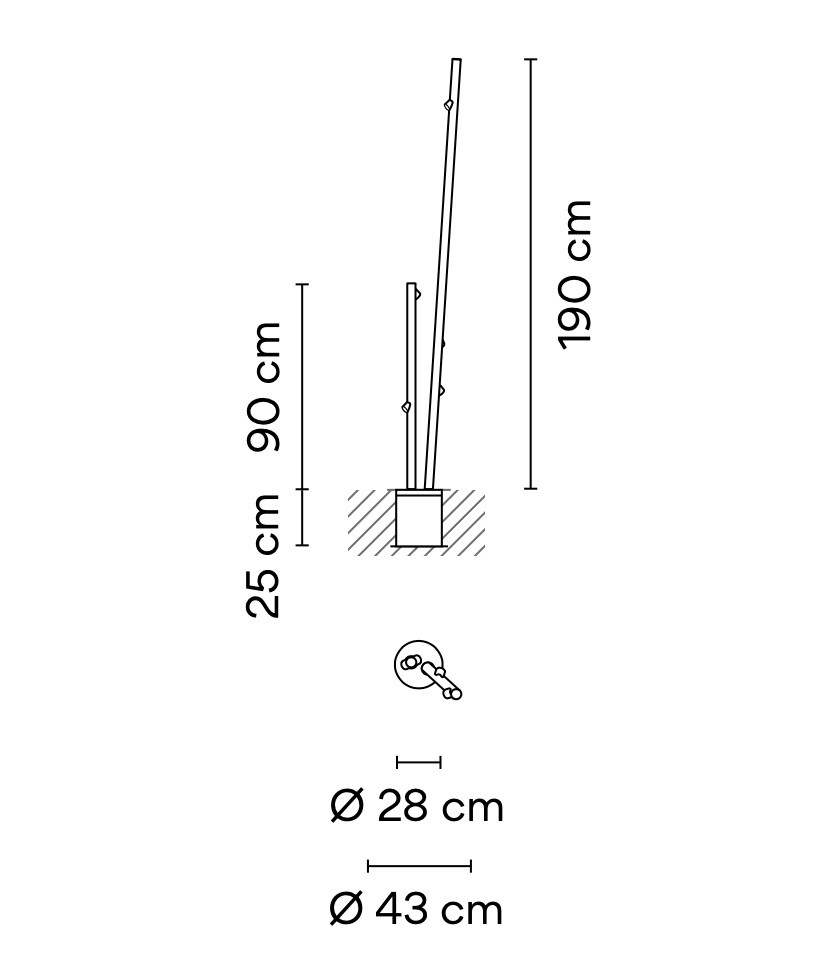 Bamboo Floor, 5 Beam, White, LED, 10.5W, On/Off, IP66