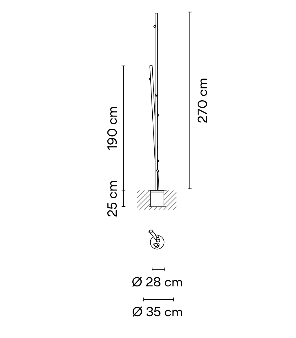 Bamboo Floor, 9 Beam, Green, LED, 18.9W, On/Off, IP66