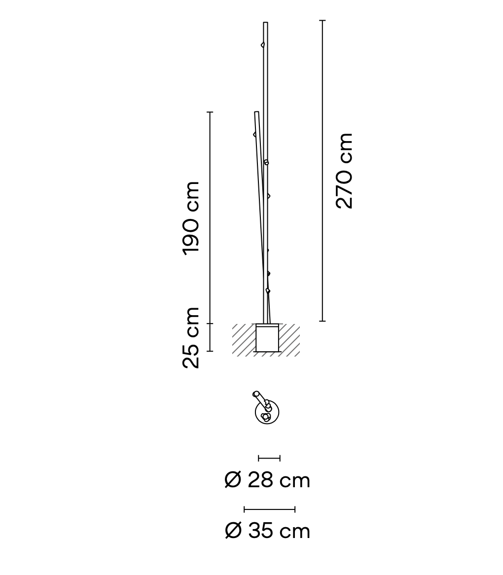 Bamboo Floor, 7 Beam, White, LED, 14.7W, On/Off, IP66