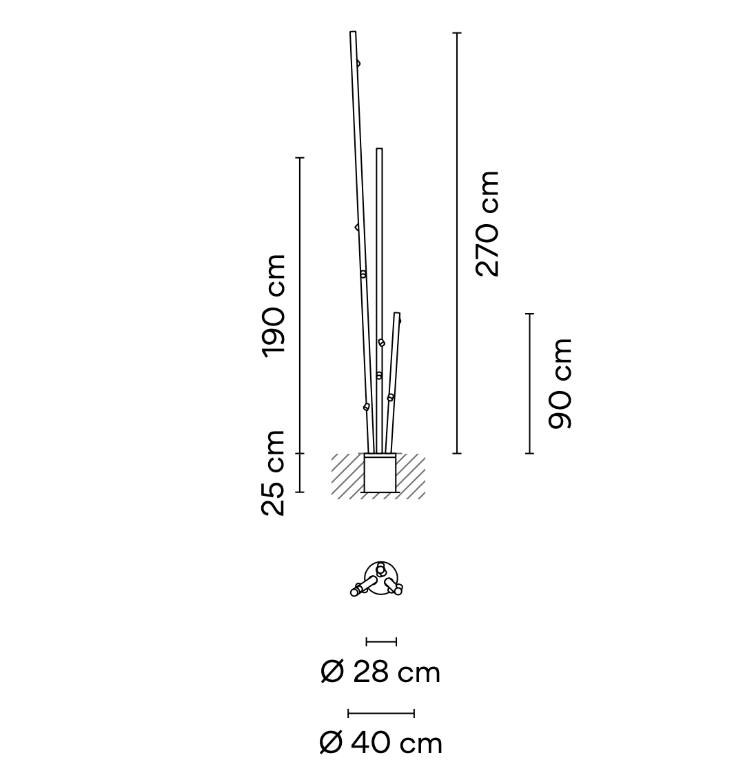 Bamboo Floor, 9 Beam, Green, LED, 18.9W, On/Off, IP66