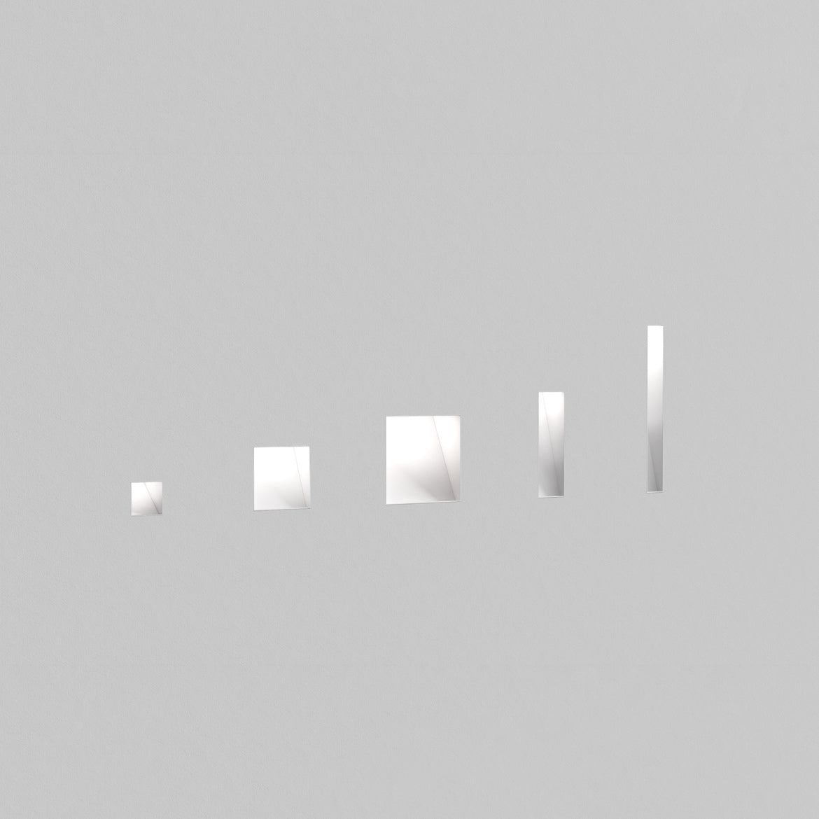 Astro Borgo step light illuminated in 5 shapes on grey wall