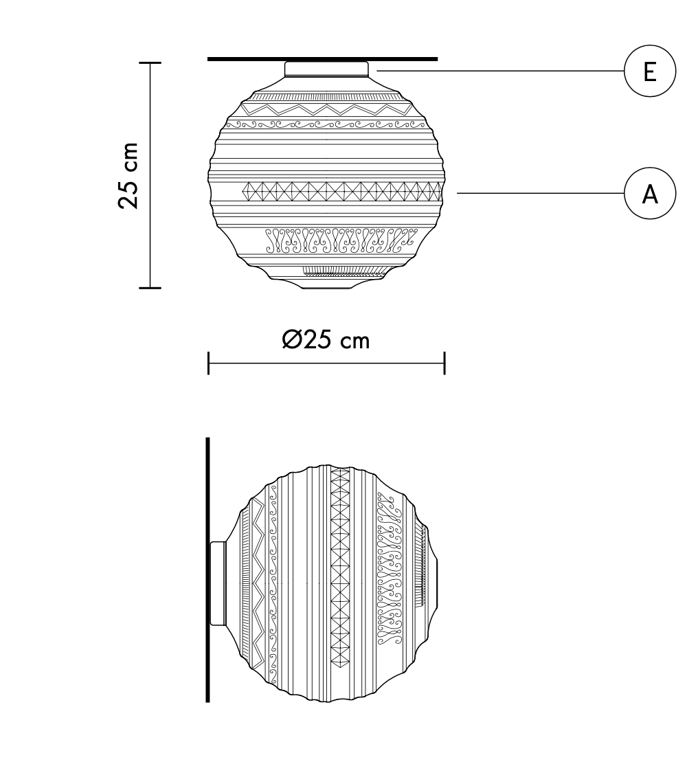 Braille Ceiling or Wall, E27 or E14, IP20