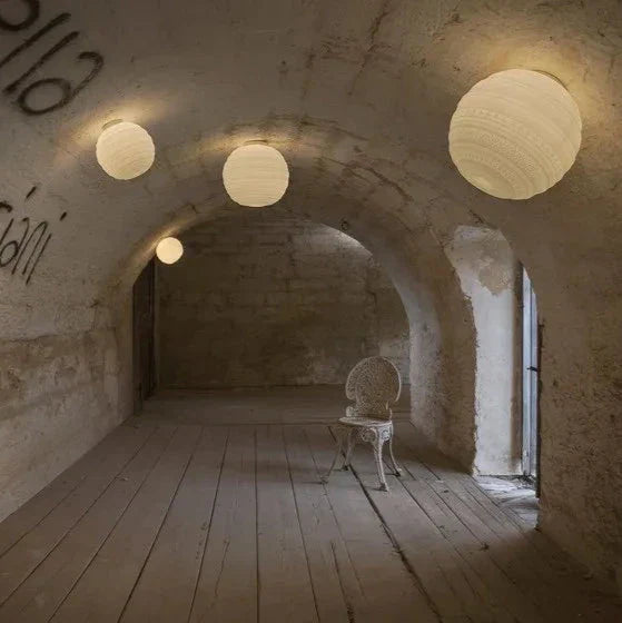 Braille Ceiling, 25 cm, White Textured Glass with Black Base, E14, Triac Dim, IP20