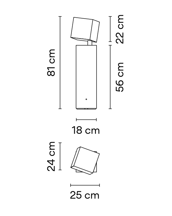 Break Bollard, Tall, Concrete, LED, 6.2W, On/Off, IP66