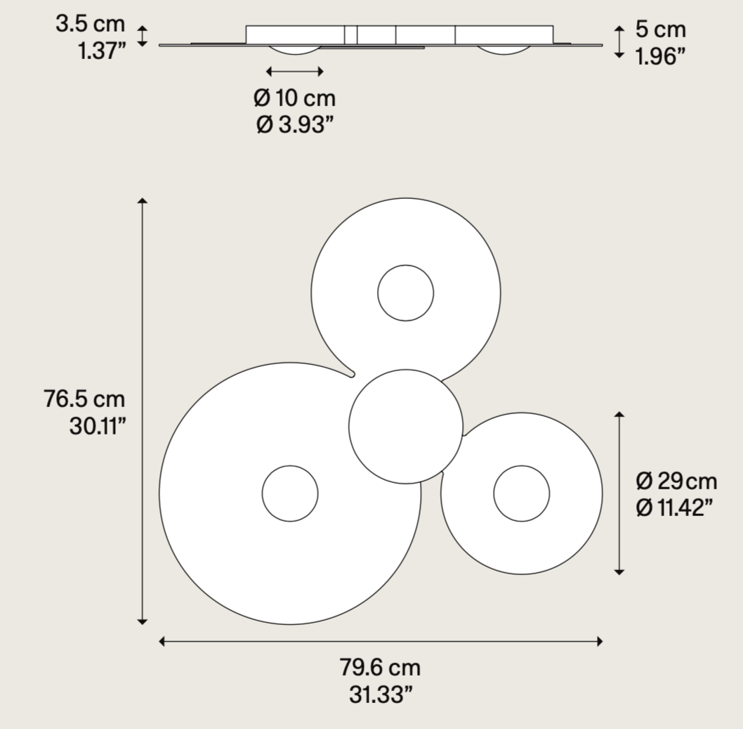 Bugia Ceiling, Triple Mega, Glossy White, LED, Triac Dim, IP20