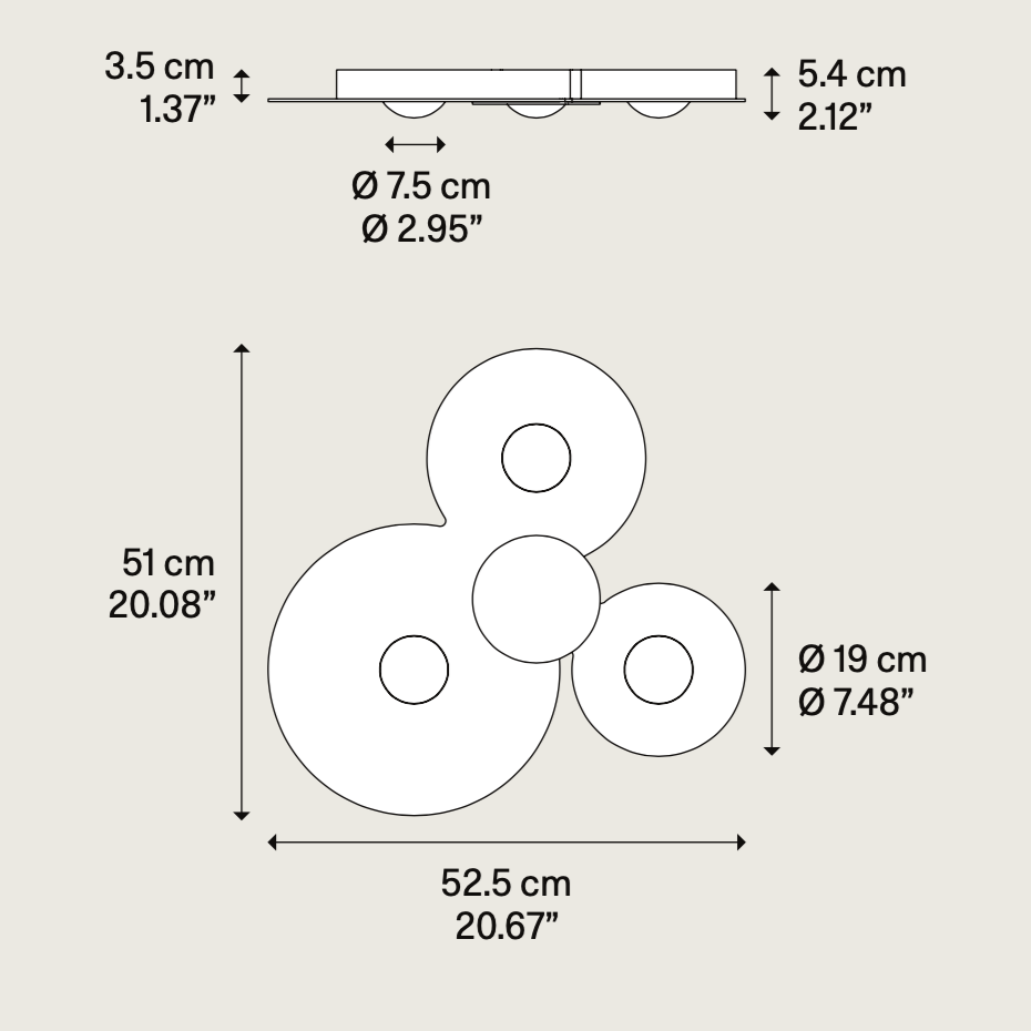 Bugia Ceiling, Triple, Glossy Chrome, LED, Triac Dim, IP20