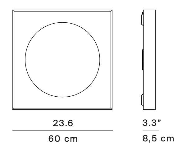 Cassette Wall, 60 cm, White, High Output LED, 59W, 3000K, Phase Dim, IP20