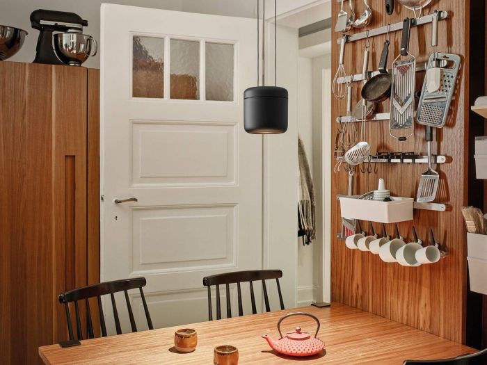 Cavity Pendant in Black over Country Kitchen Table