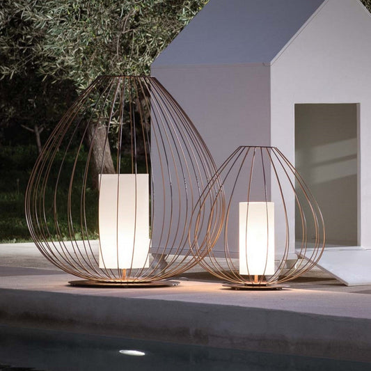 Cell Floor Lamp, Wide, 62 cm H, Bronze Metal with White Poly, E27, IP65