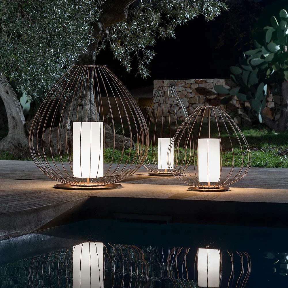 Cell Floor Lamp, Wide, 62 cm H, Bronze Metal with White Poly, E27, IP65
