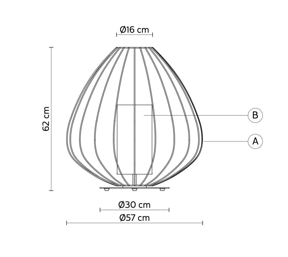 Cell Table Lamp, Wide, 62 cm H, Bronze Metal with White Linen, E27, IP20