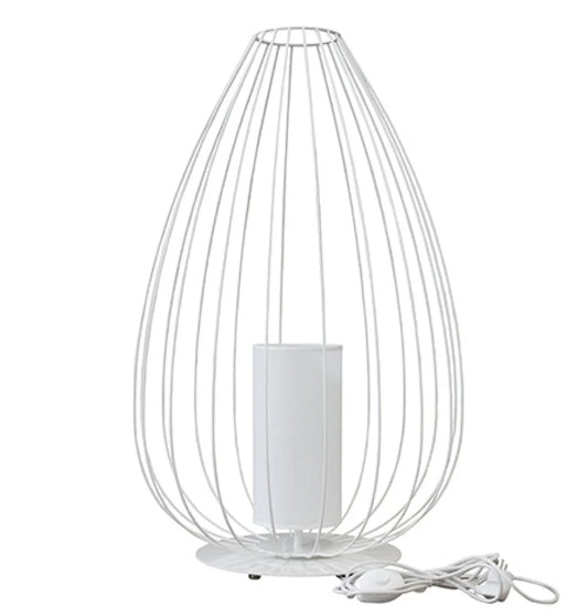 Cell Floor Lamp, Tall, 88 cm H, White Metal with White Linen, E27, IP20