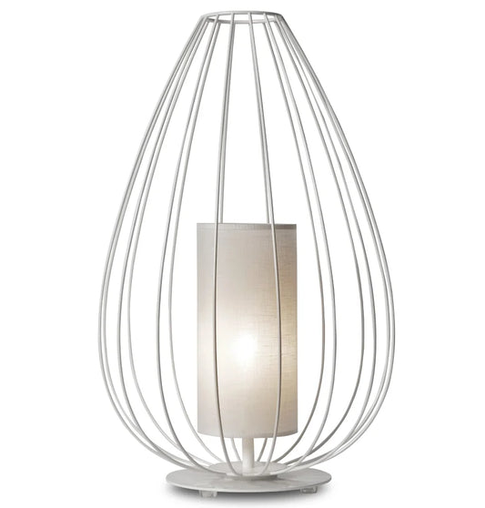 Cell Table Lamp, Tall, 58 cm H, White Metal with White Linen, E27, IP20
