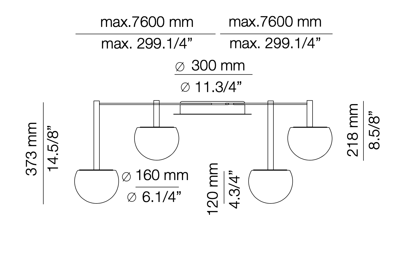 Circ Ceiling, 4 Light, LED, IP20