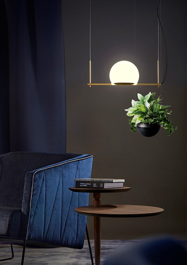 Circ Linear Pendant, 2 Lights, White Glass with Gold Hardware, Surface Mount, LED, Triac Dim, IP20