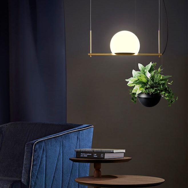 Circ Linear Pendant, 2 Lights, White Glass with Gold Hardware, Surface Mount, LED, Triac Dim, IP20