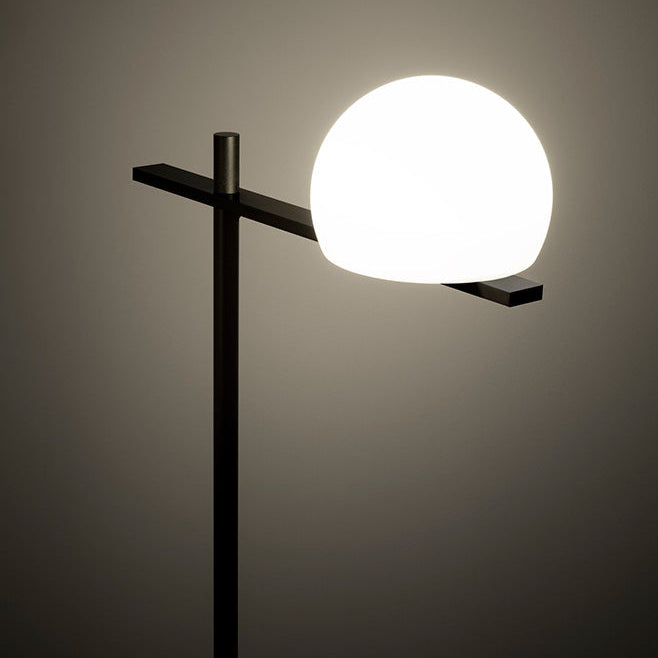 Circ Floor Lamp, Glass Shade with Satin Gold, LED, IP20