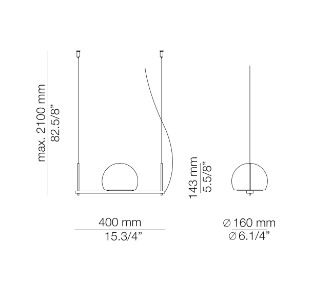 Circ Linear Pendant, 1 Light, White Glass with Black Hardware, Recessed Mount, LED, Triac Dim, IP20