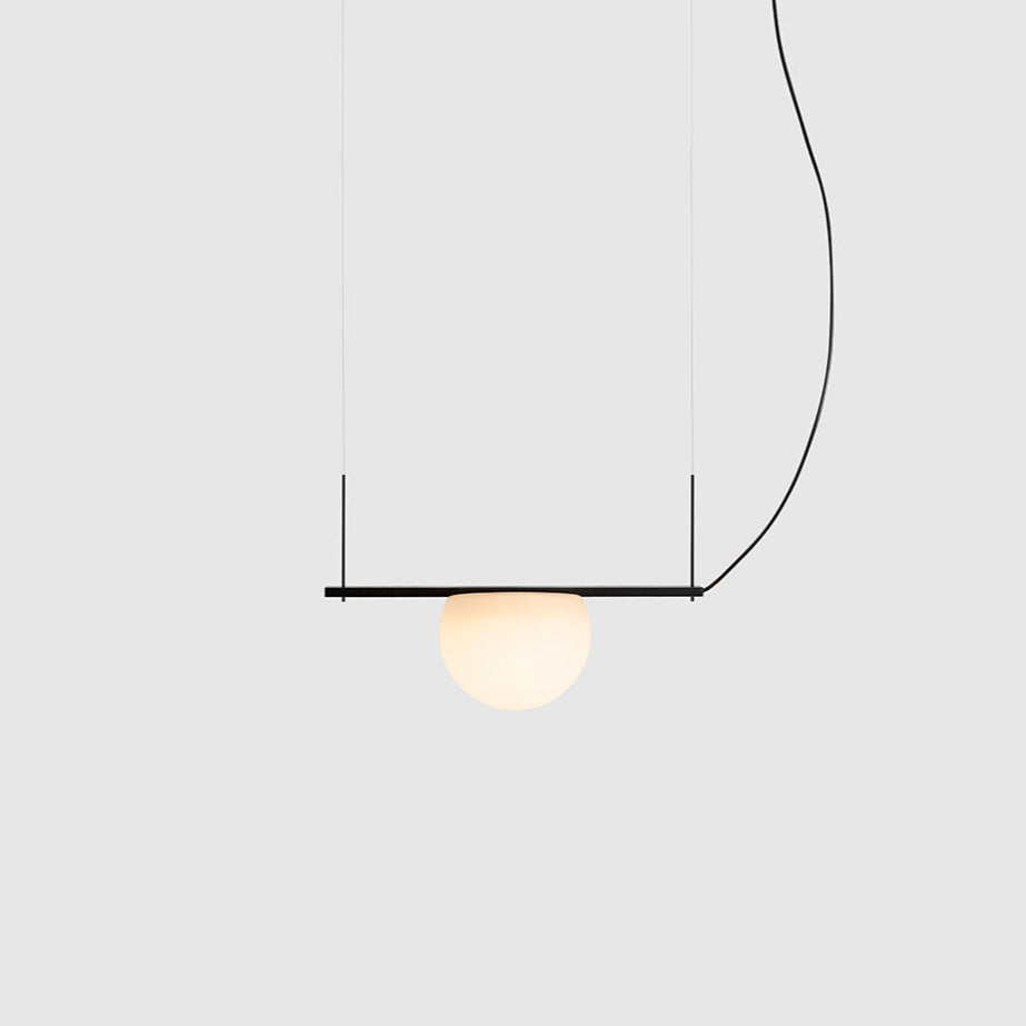 Circ Linear Pendant, 1 Light, White Glass with Black Hardware, Recessed Mount, LED, Triac Dim, IP20