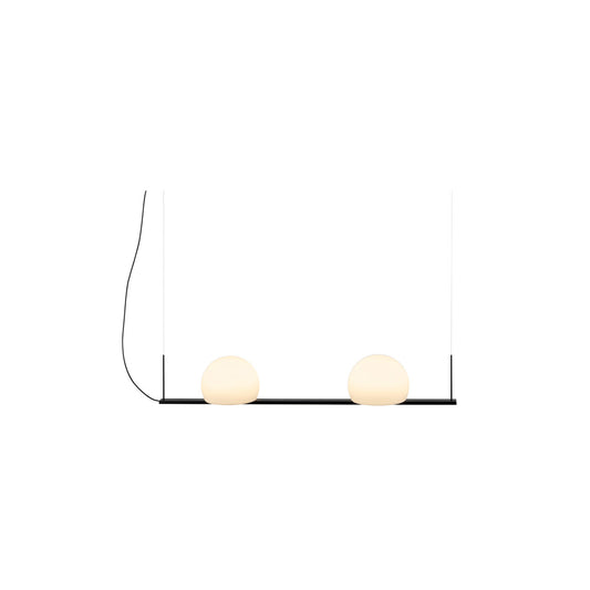 Circ Linear Pendant, 2 Lights, White Glass with Black Hardware, Surface Mount, LED, Triac Dim, IP20