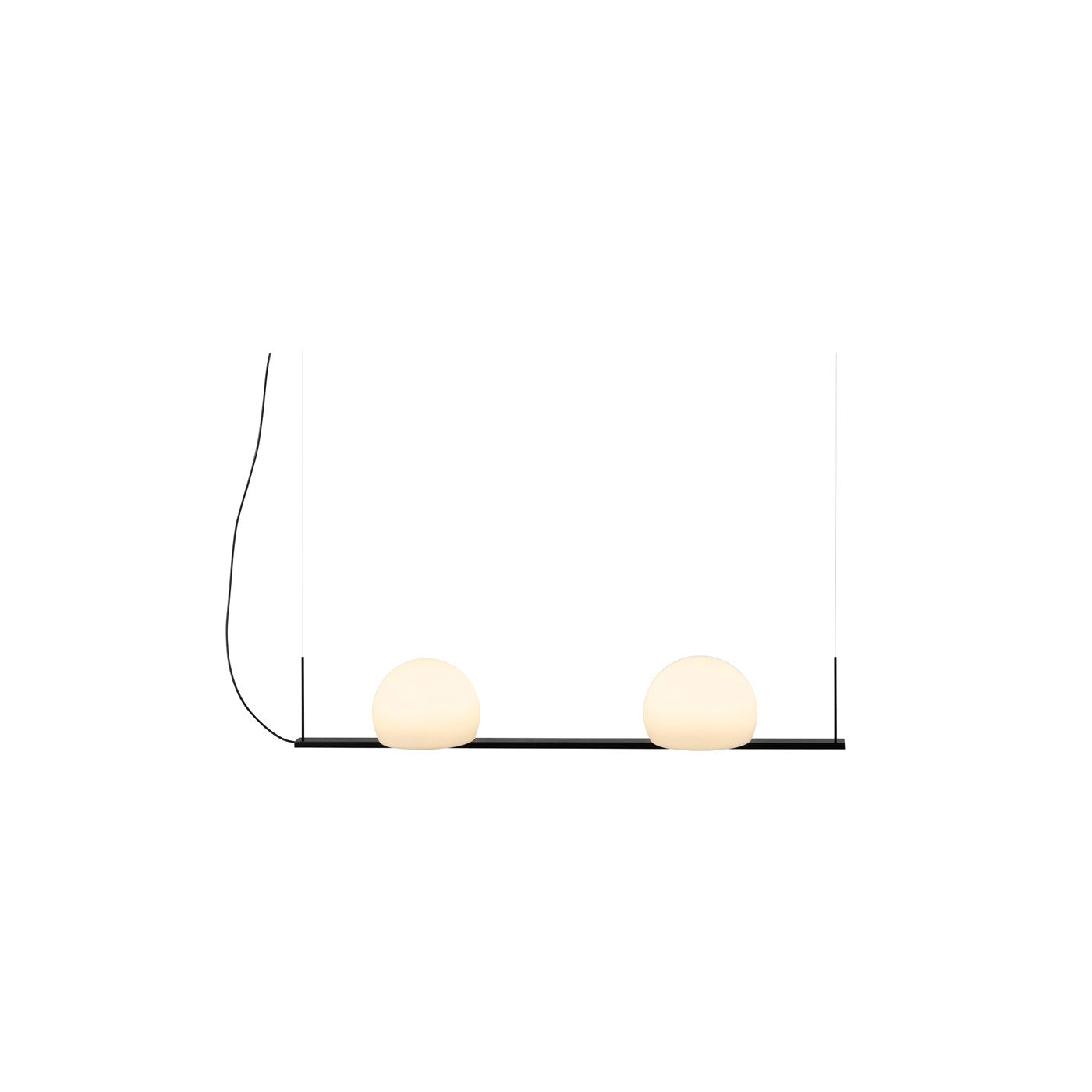 Circ Linear Pendant, 2 Lights, White Glass with Black Hardware, Recessed Mount, LED, Triac Dim, IP20