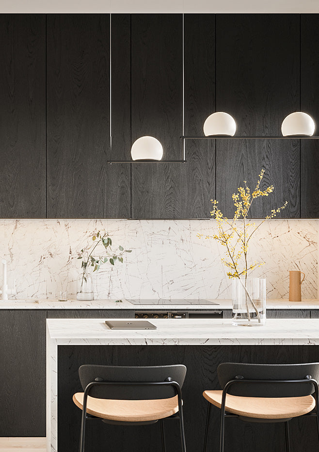 Circ Linear Pendant, 1 Light, White Glass with Black Hardware, Surface Mount, LED, Triac Dim, IP20