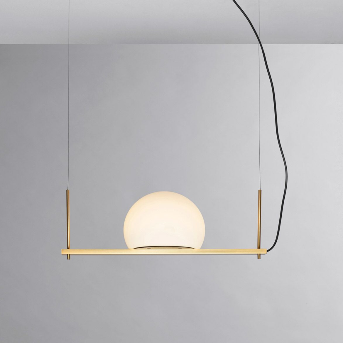 Circ Linear Pendant, 1 Light, White Glass with Gold Hardware, Recessed Mount, LED, Triac Dim, IP20