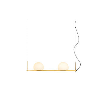 Circ Linear Pendant, 2 Lights, White Glass with Gold Hardware, Recessed Mount, LED, Triac Dim, IP20