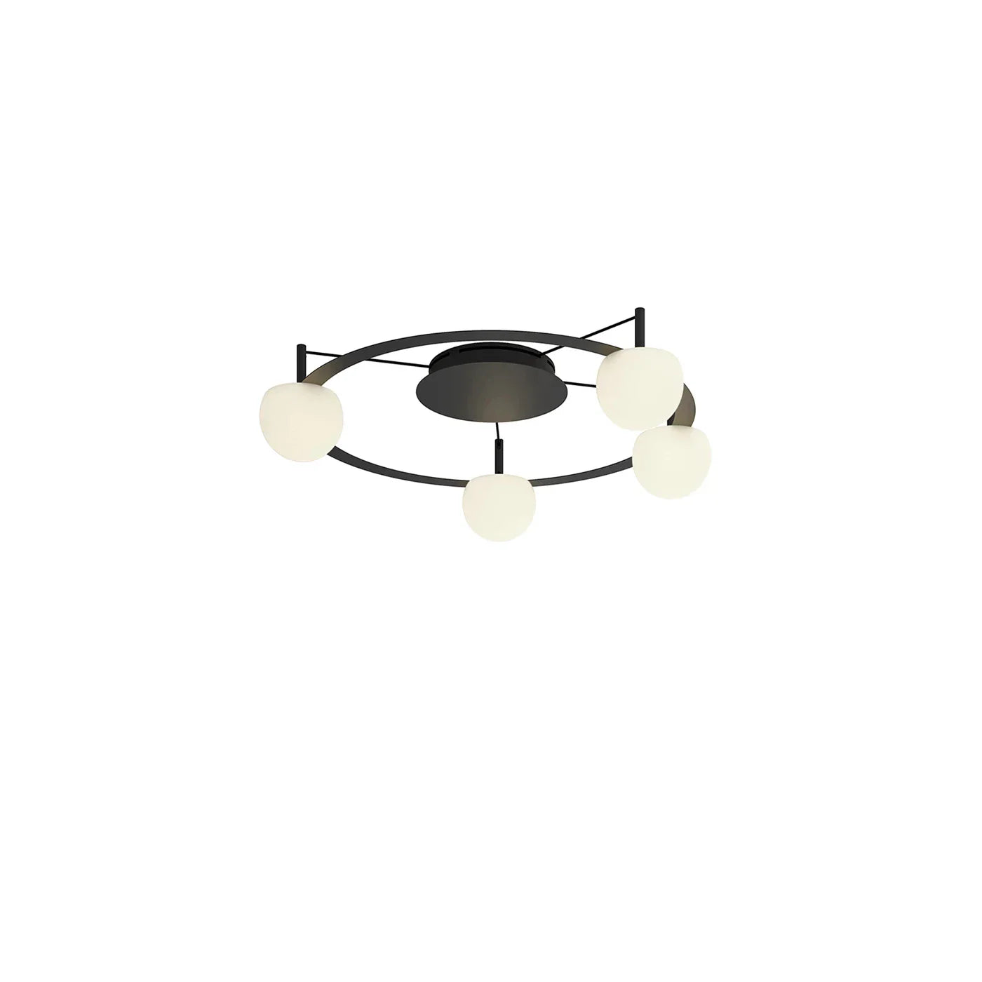 Circ Round Pendant, 4 Lights, White Glass with Gold Hardware, Surface Mount, LED, Triac Dim, IP20