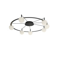 Circ Round Ceiling, 7 Lights, White Glass with Gold Hardware, Recessed Mount, LED, Triac Dim, IP20